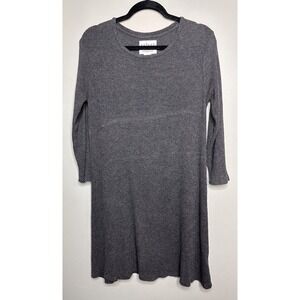 VELVET By Graham & Spencer  Long‎ Sleeve Crew Neck Dress Gray Grey XS Ribbed